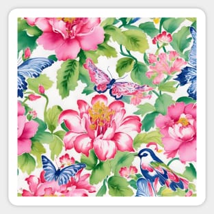 Preppy colors flowers, birds and butterflies Sticker